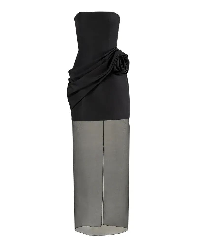 Carolina Herrera New York Trägerloses Kleid mit transparentem Organza-Rock - Schwarz Schwarz