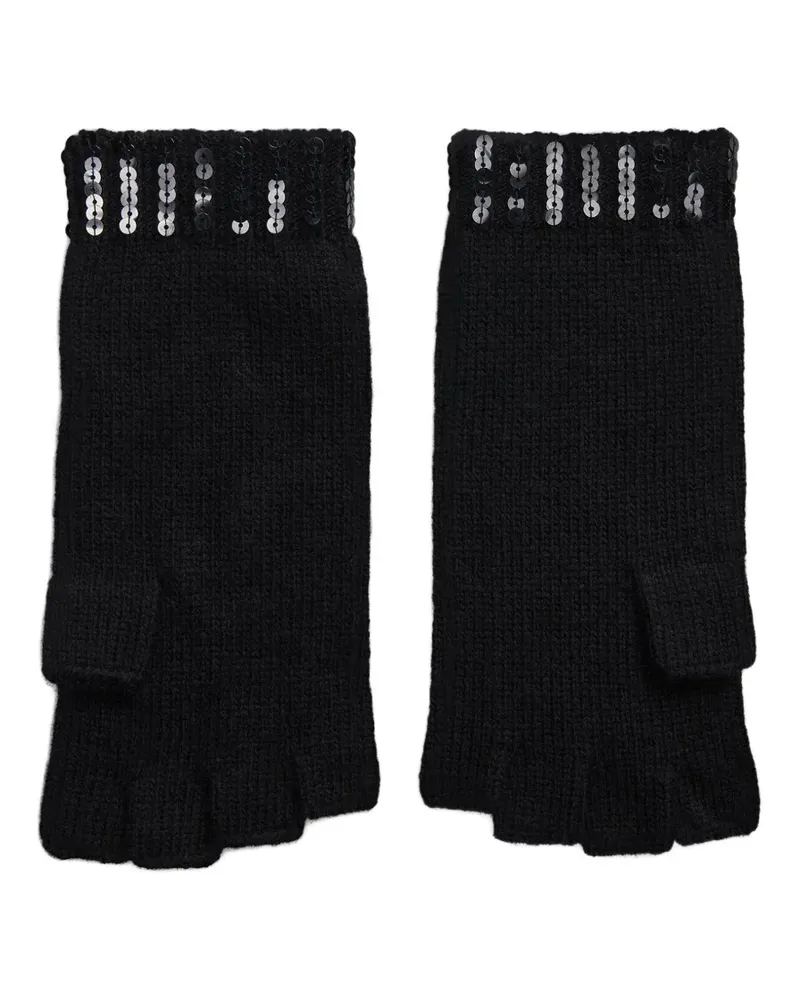 Ralph Lauren Fingerlose Handschuhe mit Pailletten - Schwarz Schwarz