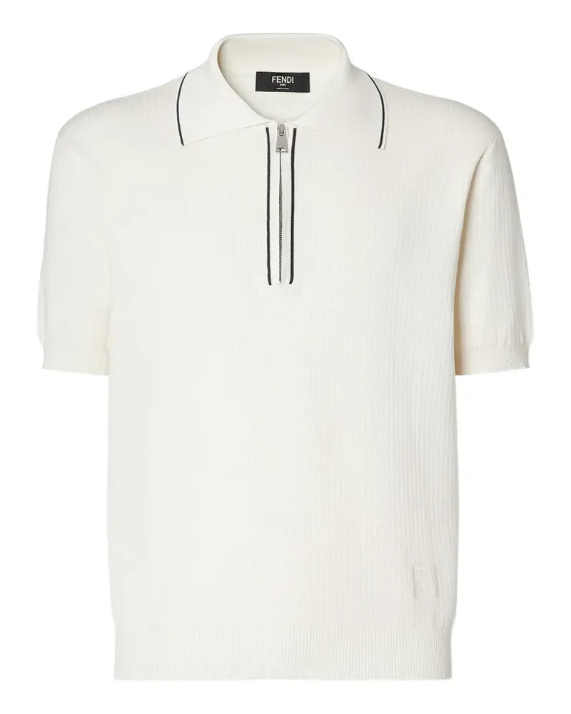 Fendi zip-up FF-motif polo shirt - Weiß Weiß