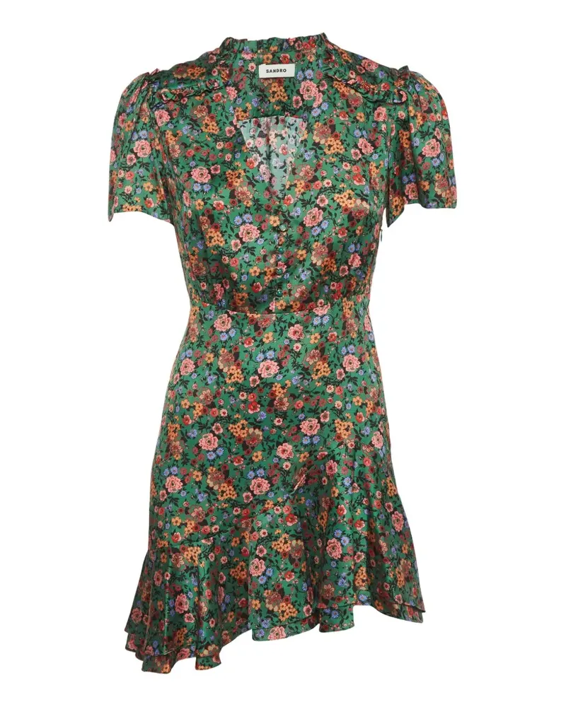 Sandro Marta Minikleid mit Blumen-Print - Grün Grün