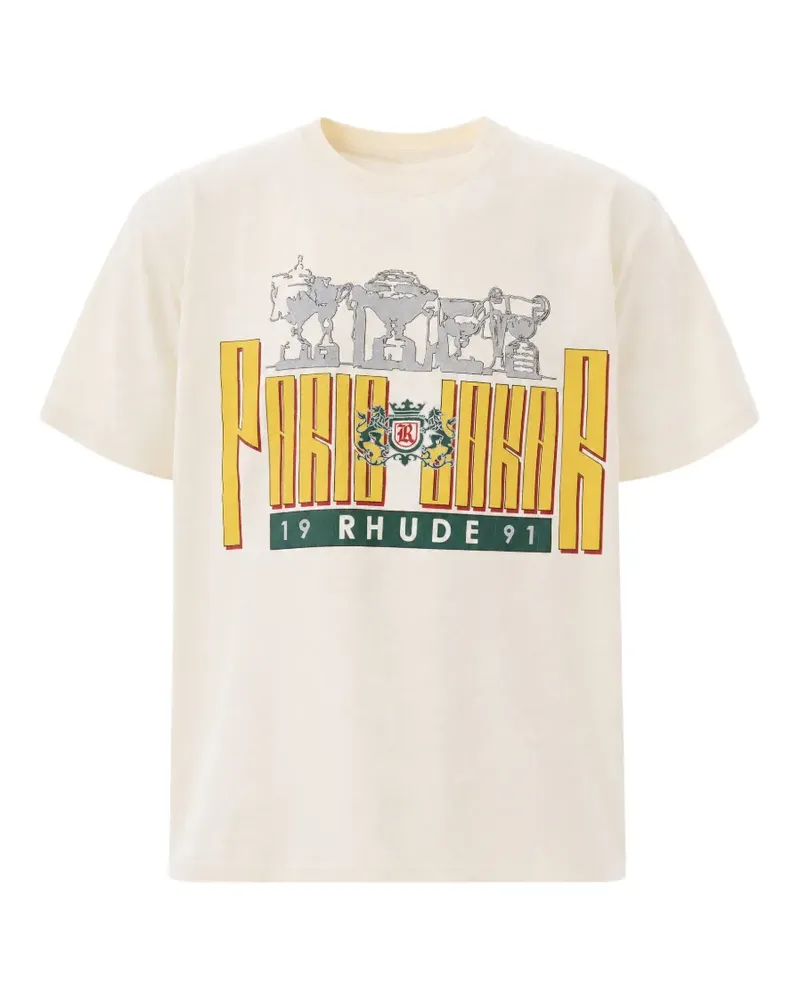 RHUDE Trofeo graphic-print T-shirt - Nude Nude