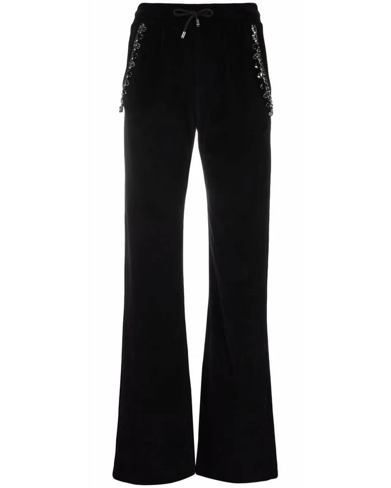Philipp Plein Crystal Chain Jogginghose aus Samt - Schwarz Schwarz