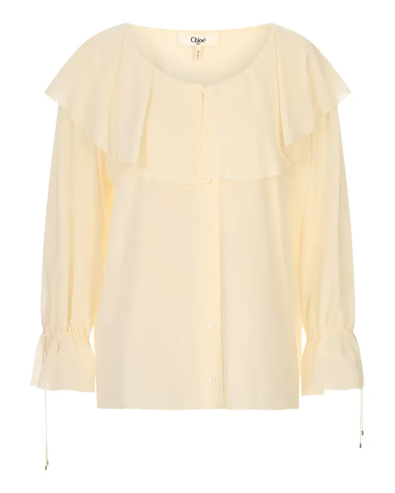 Chloé ruffled lace-trim blouse - Nude Nude