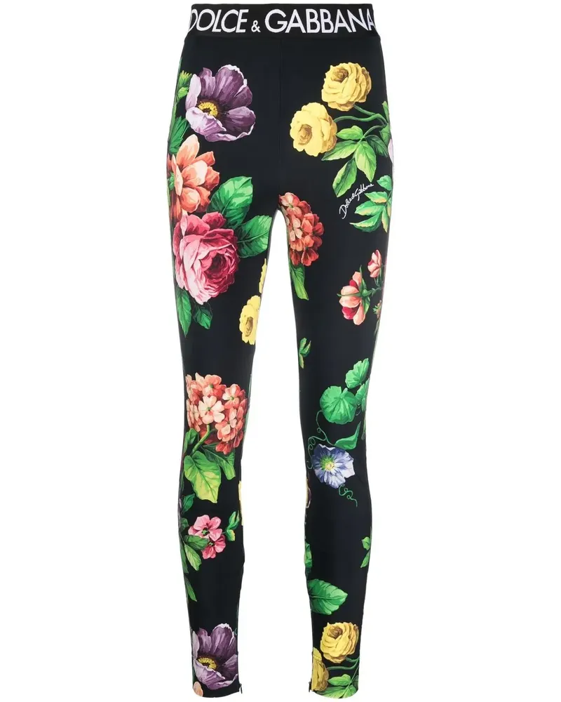 Dolce & Gabbana Leggings mit Blumen-Print - Schwarz Schwarz