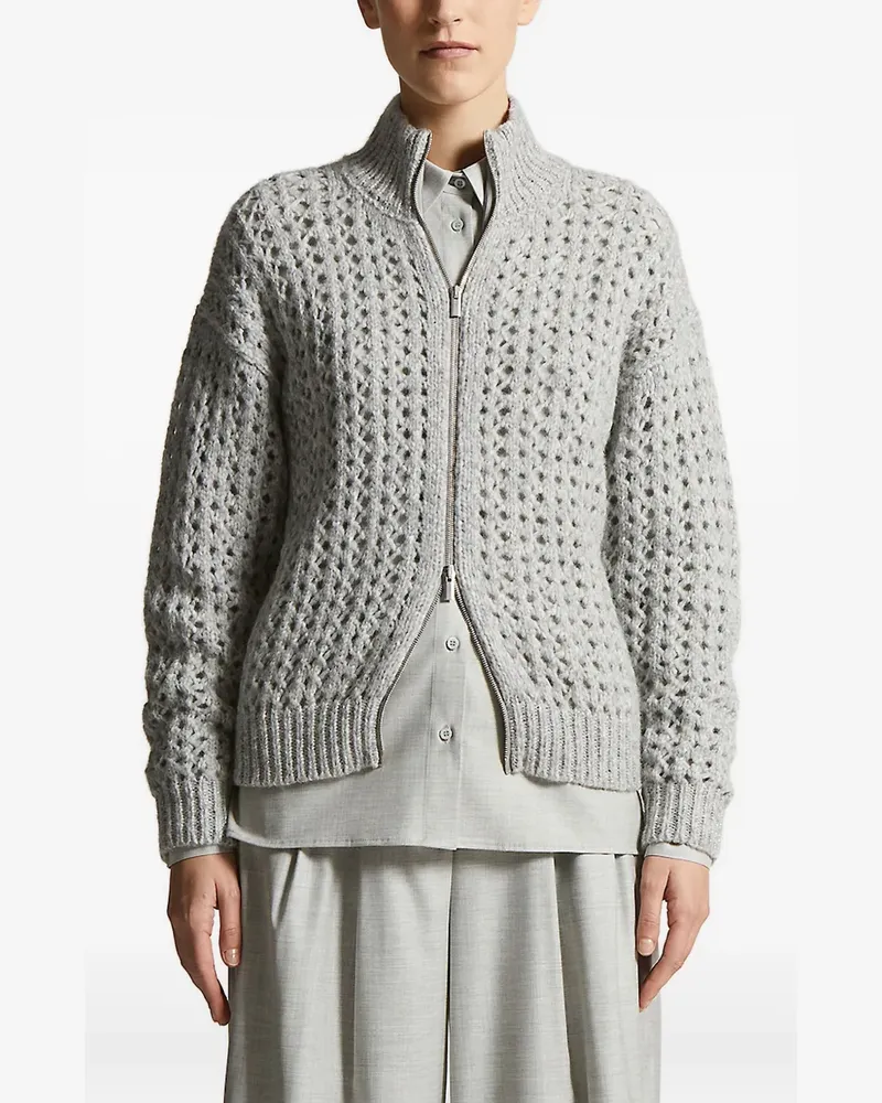 Peserico Lochstrick-Cardigan mit Stehkragen - Grau Grau