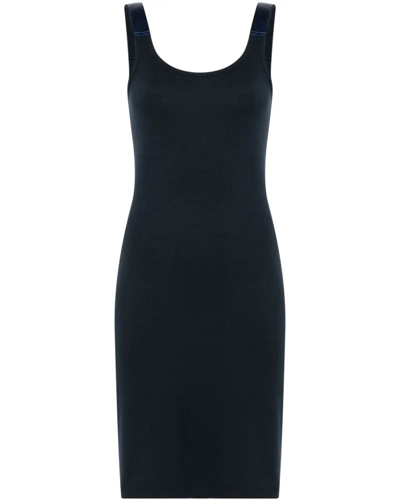 Helmut Lang Fein geripptes Minikleid - Blau Blau