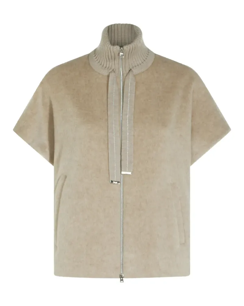 Herno high-neck short-sleeve poncho - Nude Nude