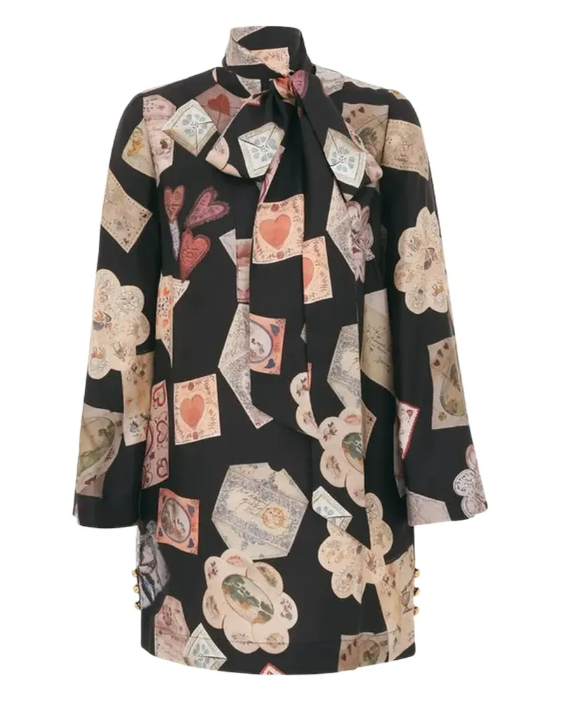 Zimmermann Dream Minikleid mit Schleifenkragen - Schwarz Schwarz
