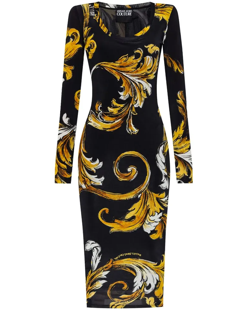 Versace Jeans Barocco Midikleid - Schwarz Schwarz