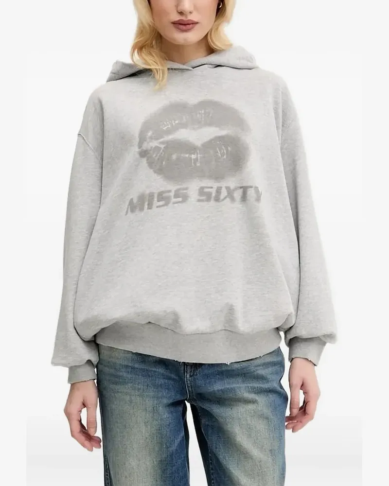 Miss Sixty Hoodie mit Lippen-Print - Grau Grau