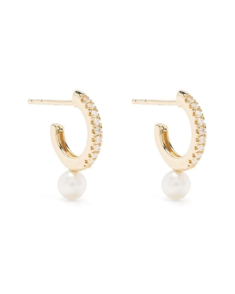 MIZUKI 14kt Gelbgoldohrringe mit Perlen Gold