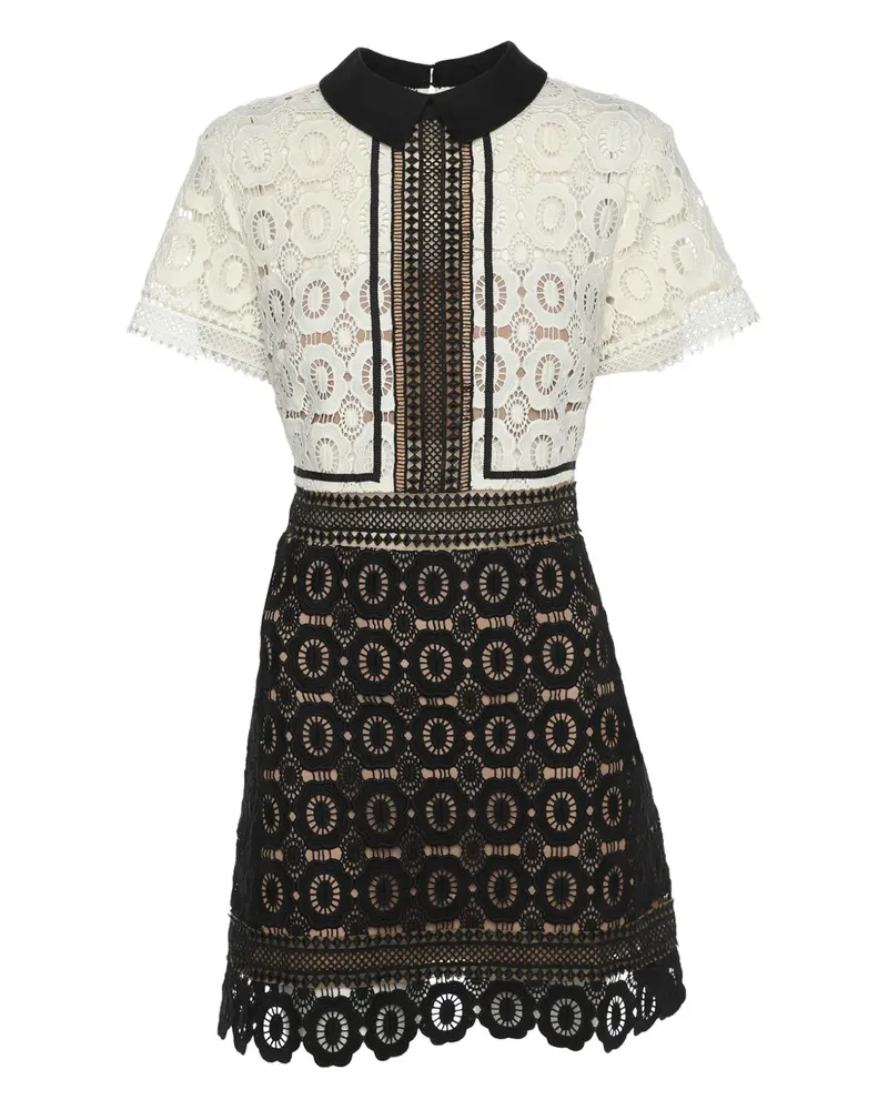 Self-Portrait Minikleid mit Bubikragen - Weiß Weiß