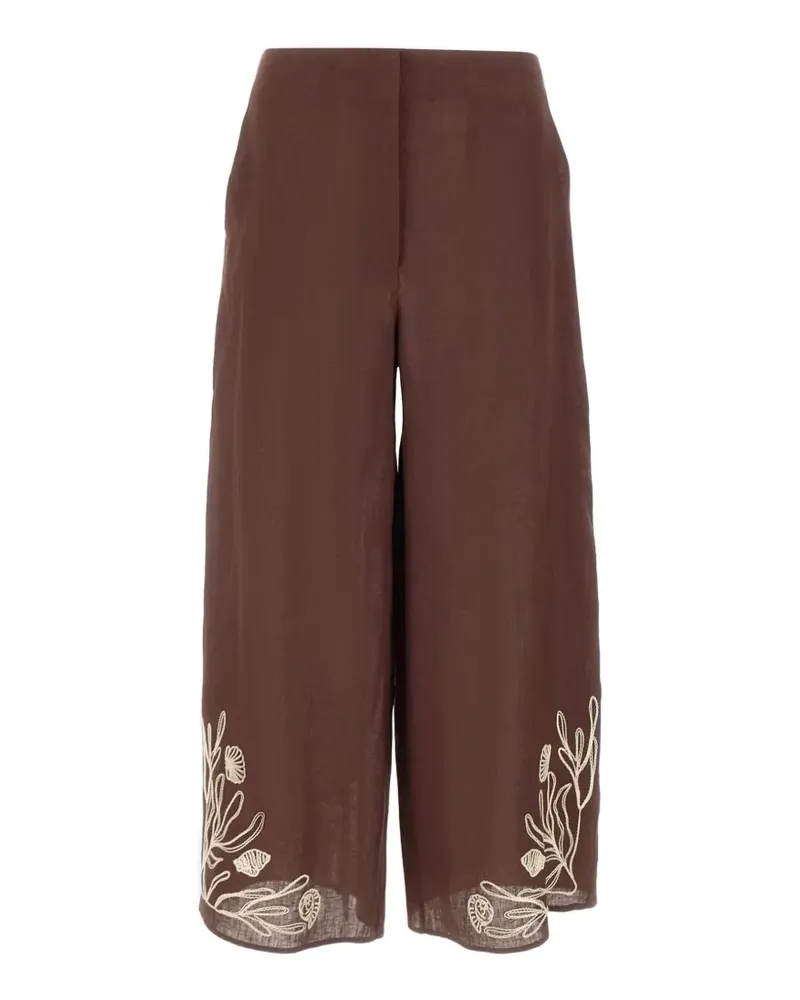 MARELLA embroidered linen trousers - Braun Braun