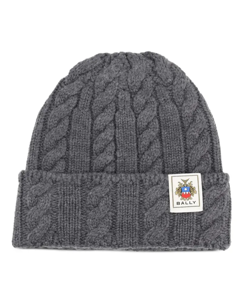 Bally Beanie mit Zopfmuster - Grau Grau
