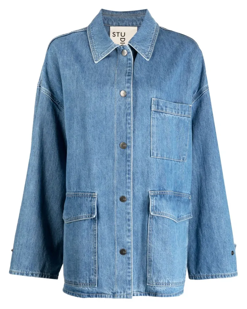 STUDIO TOMBOY Jeansjacke mit tiefen Schultern Blau