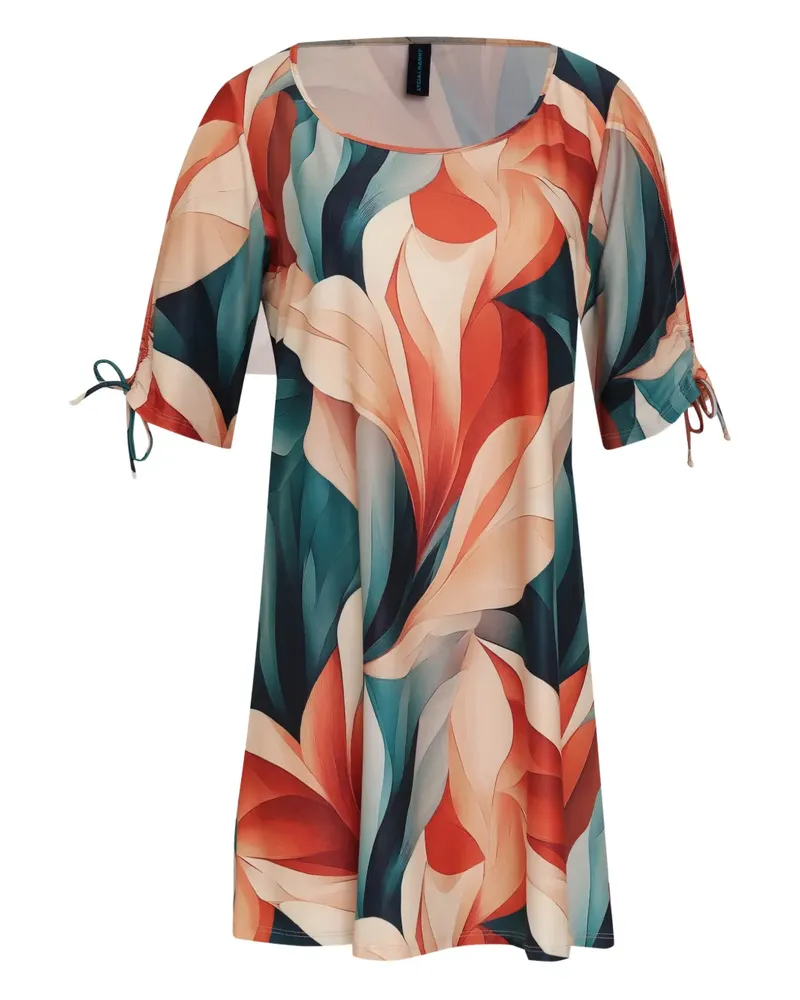 Lygia & Nanny Batuira gathered-sleeve floral-print mini dress - Orange Orange