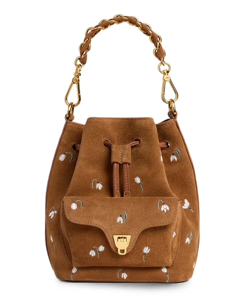 Coccinelle Kleine Beat Generation Beuteltasche mit Blumen - Braun Braun