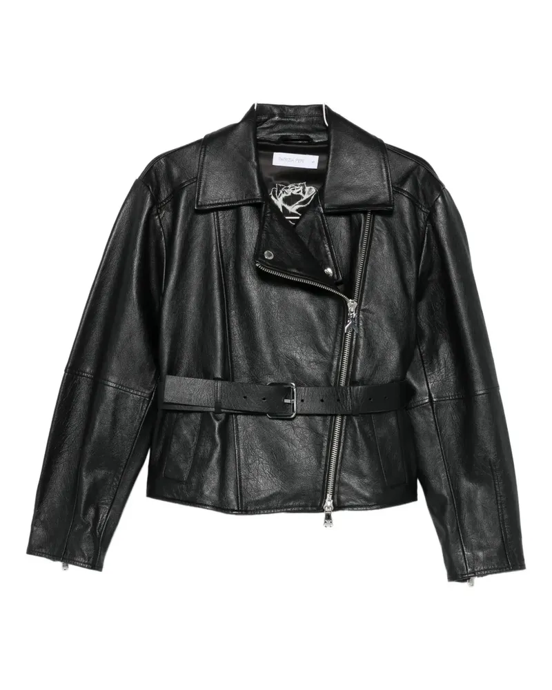 Patrizia Pepe belted zip-up biker jacket - Schwarz Schwarz