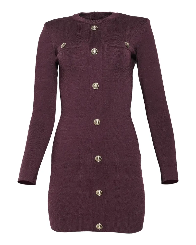 Balmain button-embellished long-sleeve dress - Violett Violett