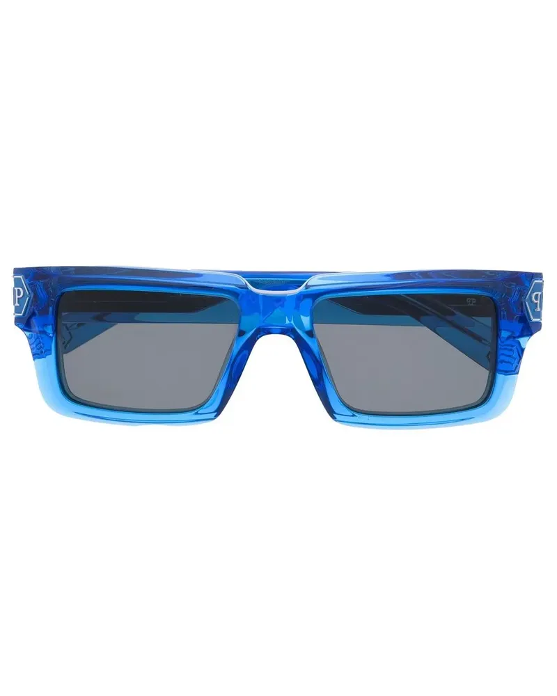 Philipp Plein Sonnenbrille mit eckigem Gestell - Blau Blau