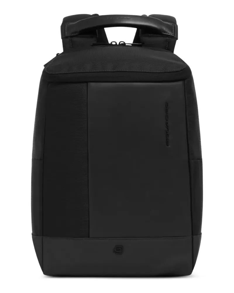 Piquadro logo-embossed panelled backpack - Schwarz Schwarz