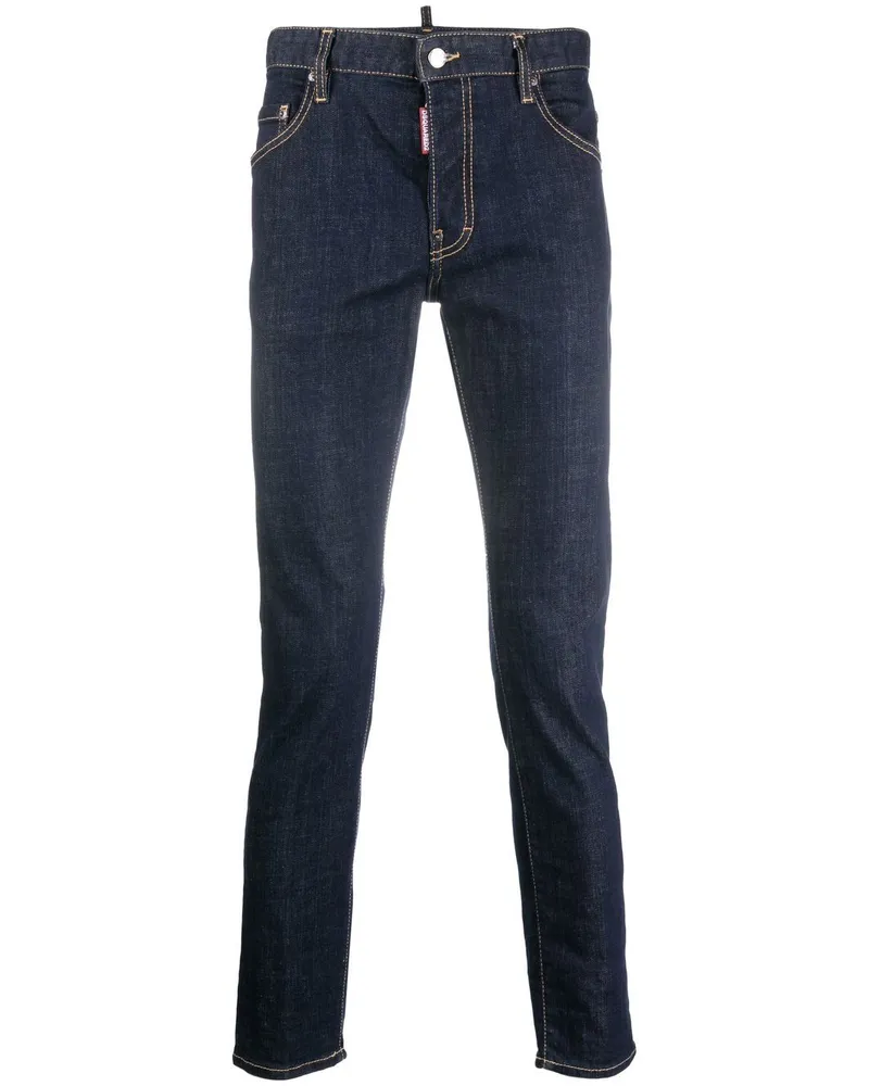 Dsquared2 Slim-Fit-Jeans mit Logo-Print - Blau Blau