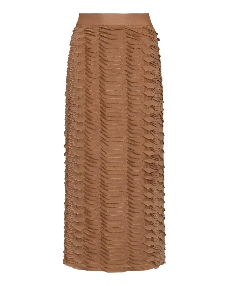 TWP Sylkie ruffled midi skirt - Braun Braun