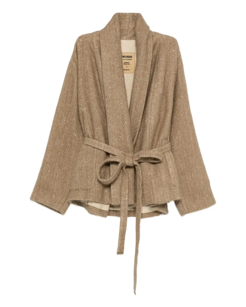 Uma Wang herringbone-pattern belted jacket - Nude Nude