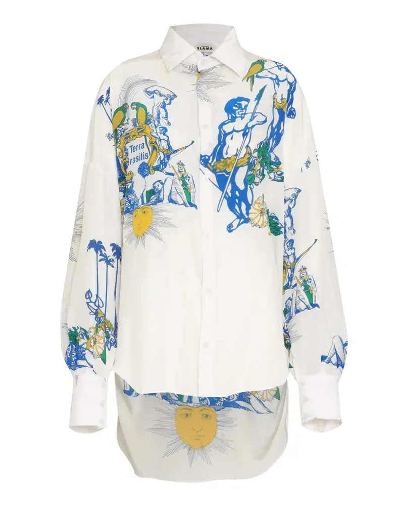 Amir Slama Hemd mit Print - Weiß Weiß