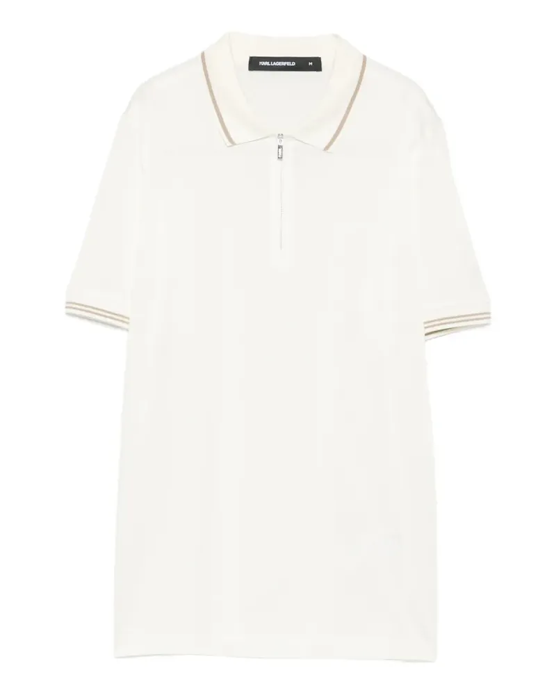 Karl Lagerfeld Poloshirt mit gestreiften Besatz und Reißverschluss - Nude Nude