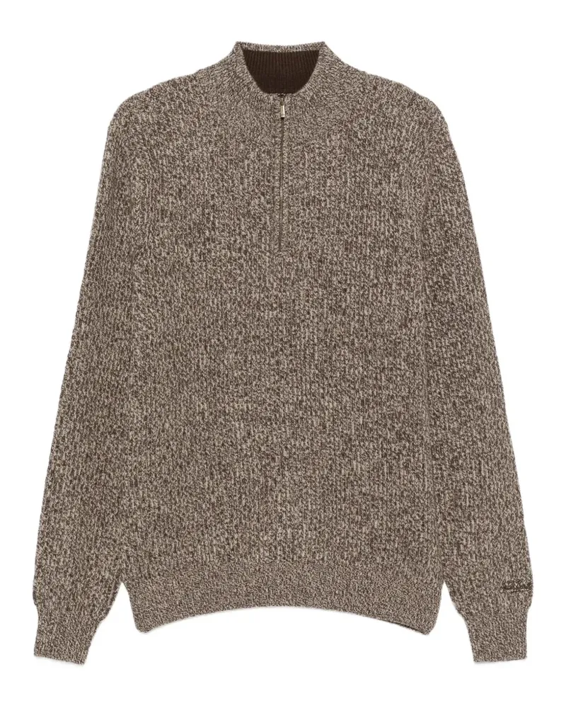 MC2 Saint Barth Buck half-zip marl-knit sweater - Braun Braun