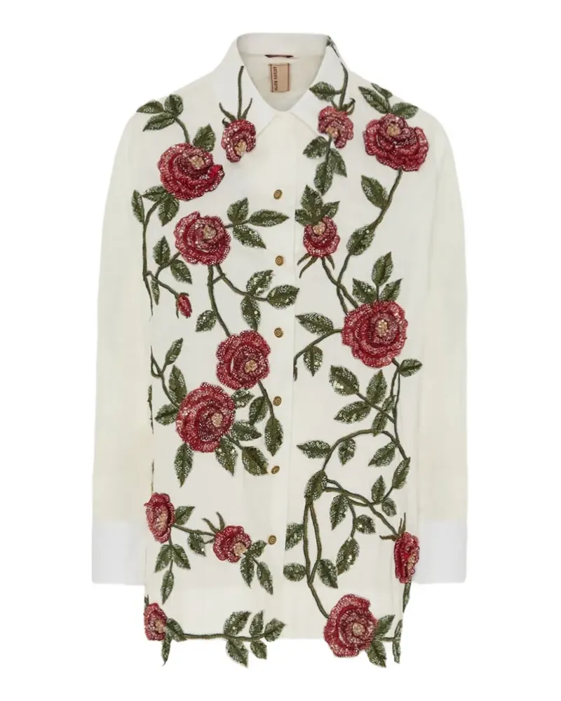 Antonio Marras Robespierre floral-embroidered shirt - Weiß Weiß