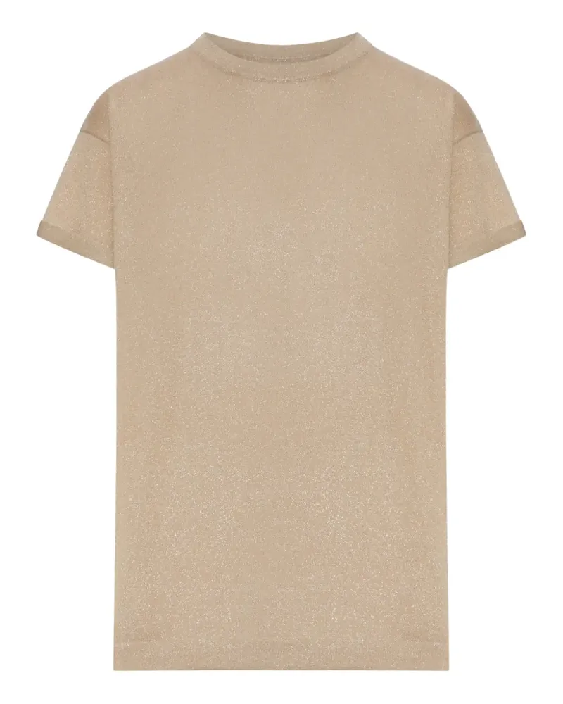 Brunello Cucinelli lurex-knit drop-shoulder T-shirt - Nude Nude