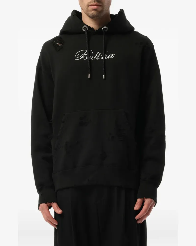 Mastermind Japan distressed logo-print hoodie - Schwarz Schwarz