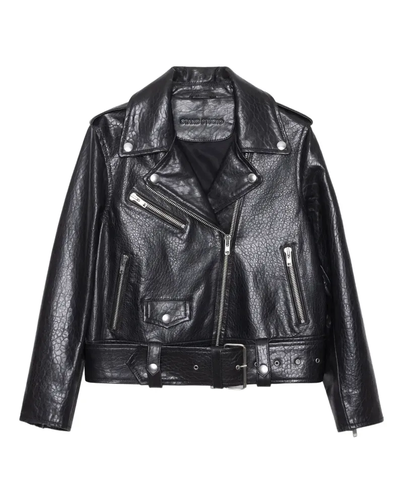 STAND leather biker jacket - Schwarz Schwarz