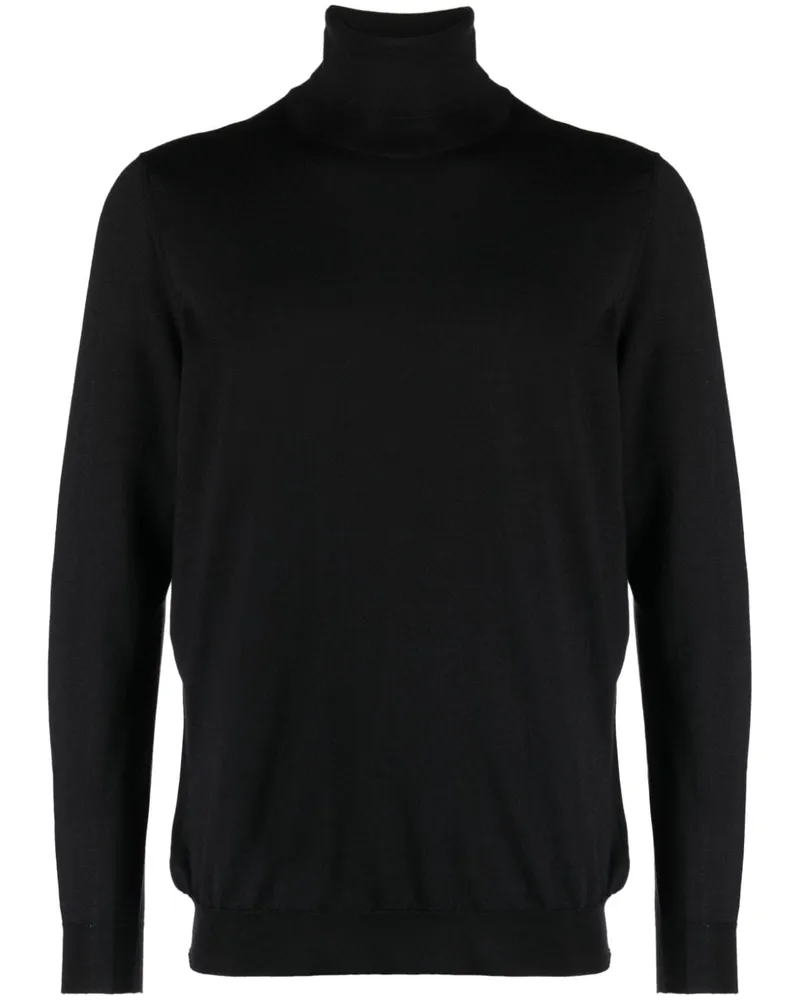 Kiton Fein gestrickter Rollkragenpullover - Schwarz Schwarz