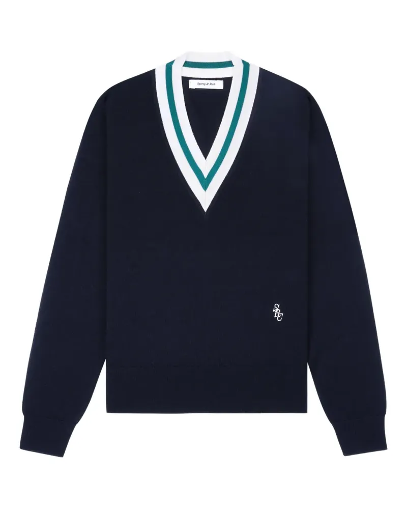 SPORTY & RICH Pullover mit V-Ausschnitt - Blau Blau