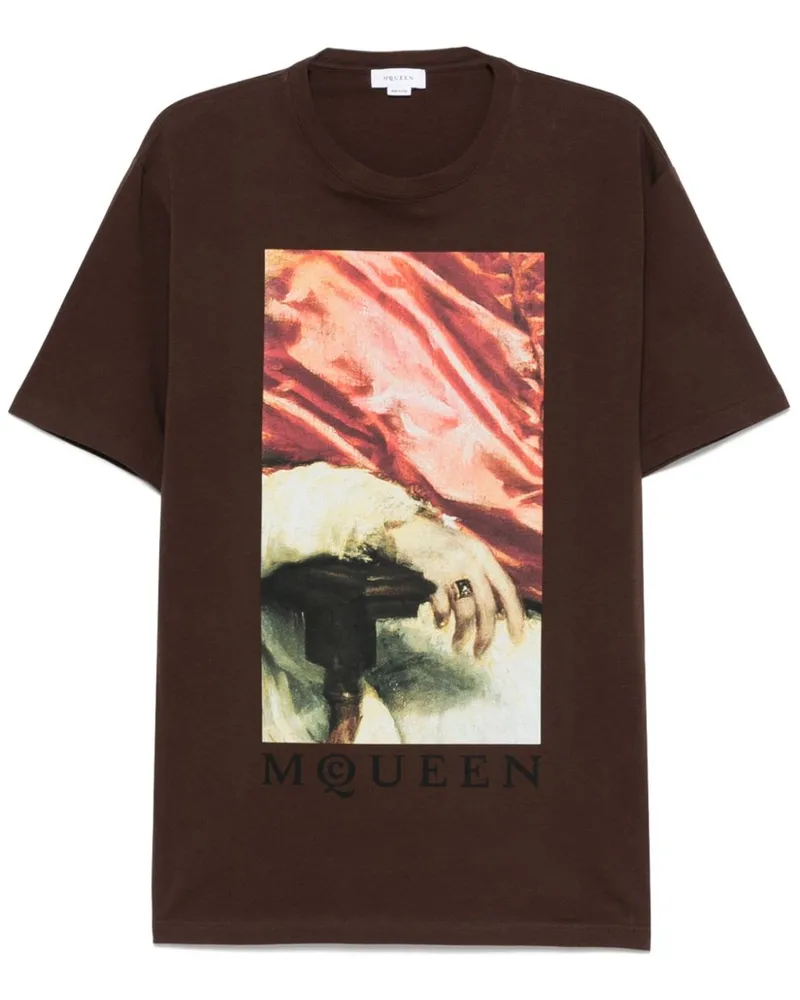 Alexander McQueen T-Shirt mit grafischem Print - Braun Braun