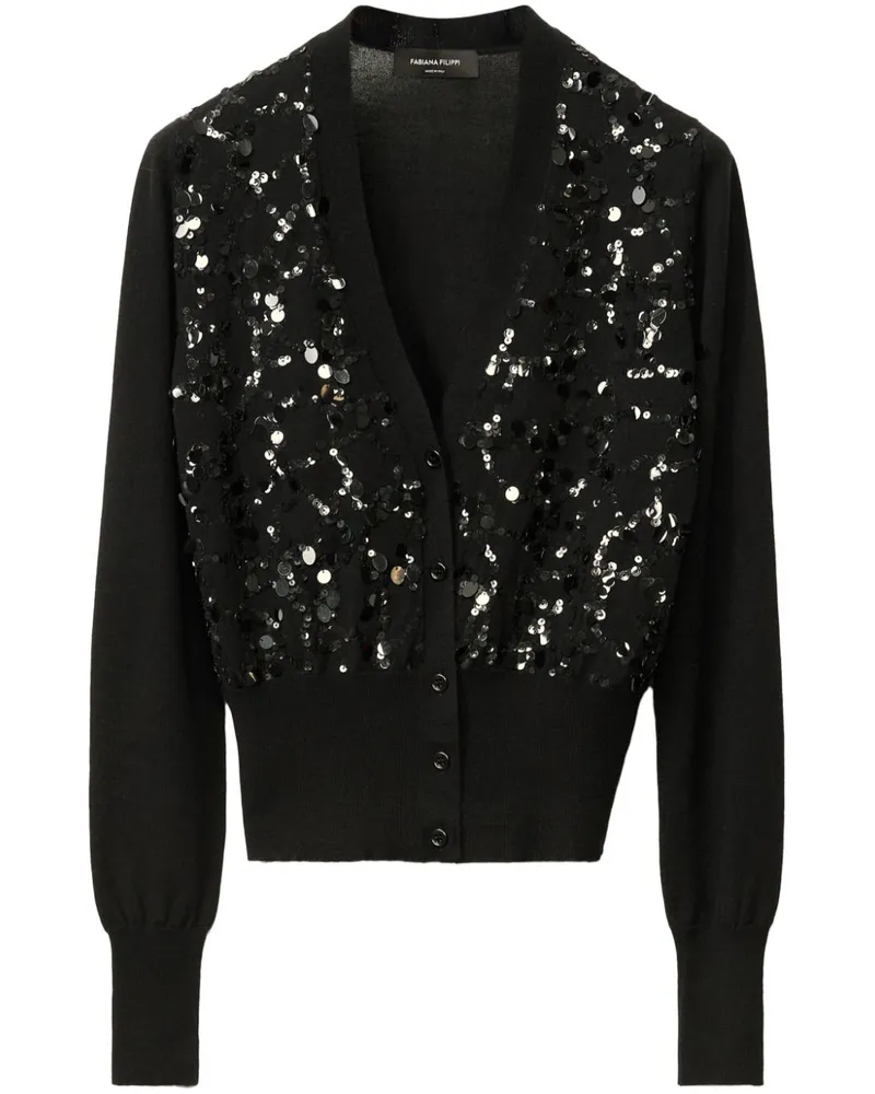 Fabiana Filippi Cardigan mit Pailletten - Schwarz Schwarz