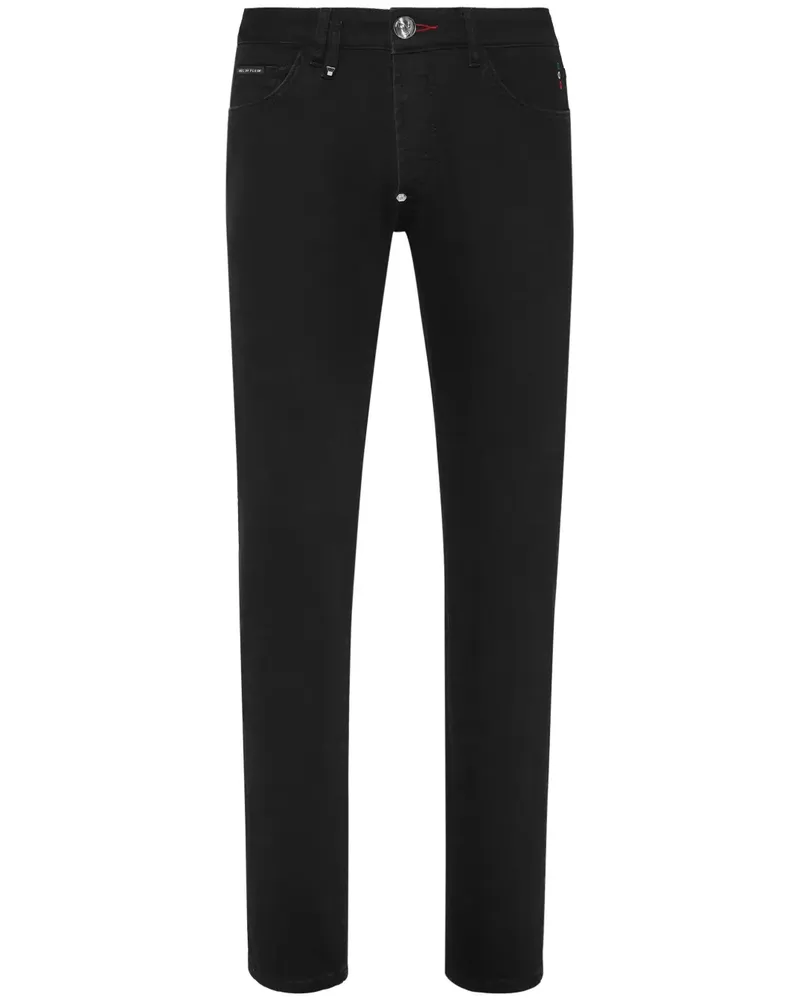 Philipp Plein Straight-Leg-Jeans mit Farbklecksen - Schwarz Schwarz