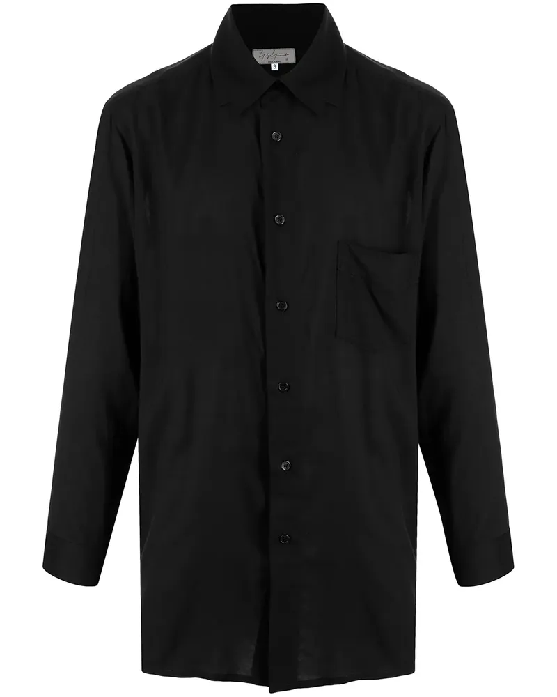 Yohji Yamamoto Oversized-Hemd mit Kragendetail - Schwarz Schwarz