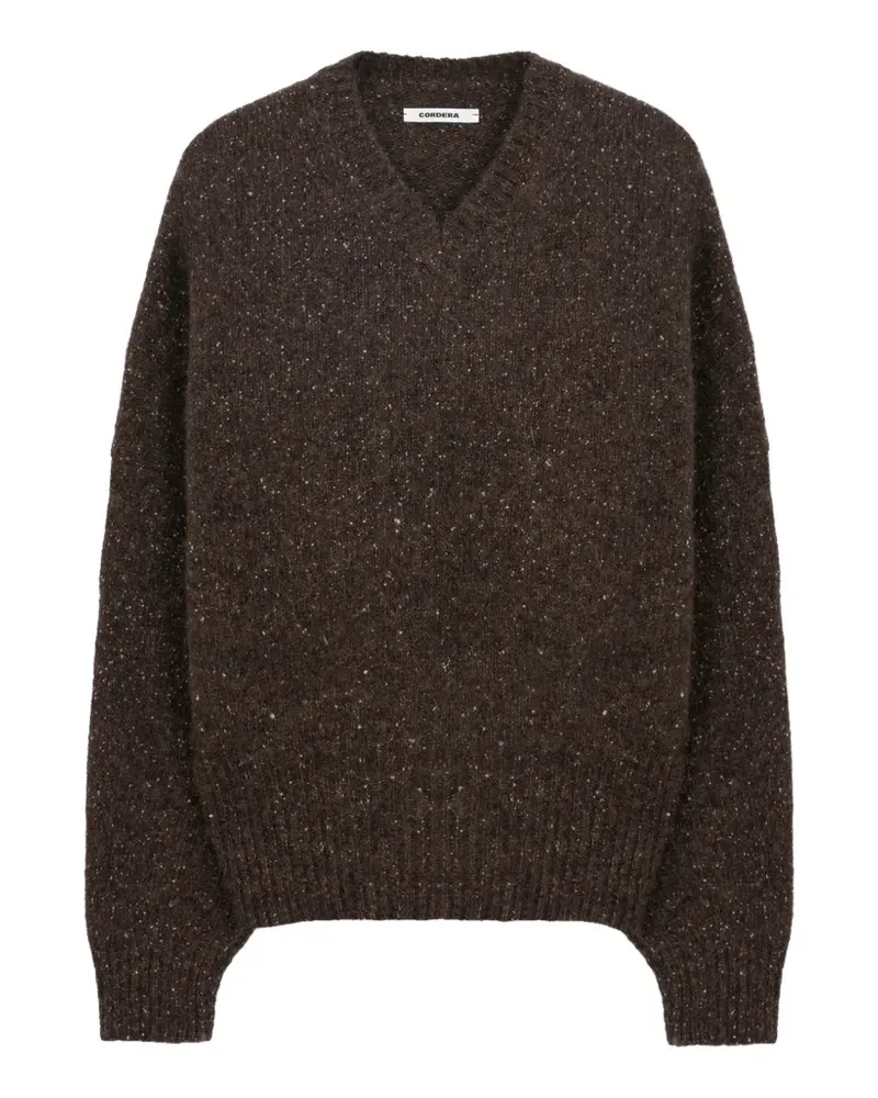 CORDERA Melierter Pullover mit V-Ausschnitt - Braun Braun