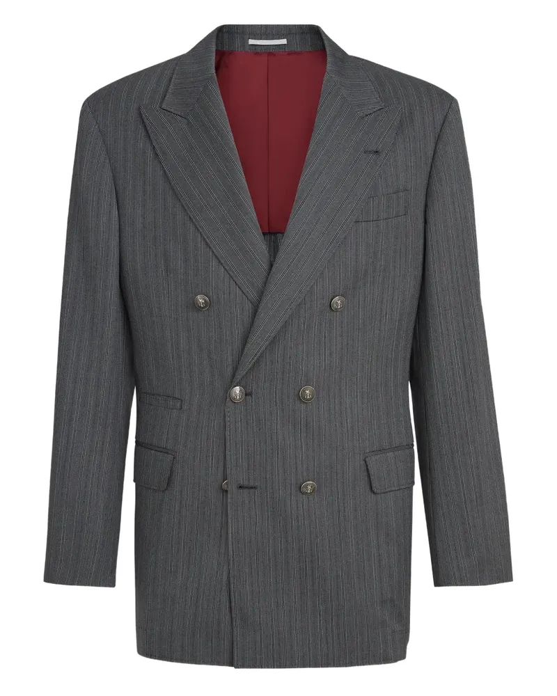Brunello Cucinelli Einreihiges Sakko mit Streifen - Grau Grau