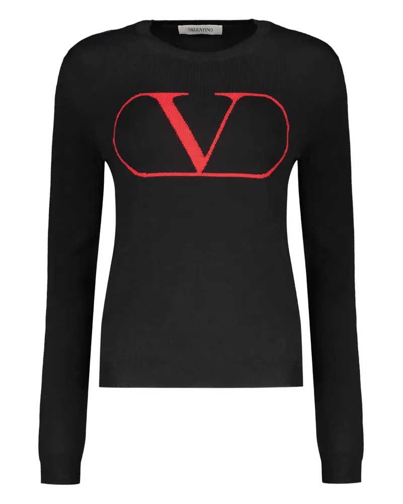 Valentino Garavani Intarsien-Pullover mit Logo - Schwarz Schwarz