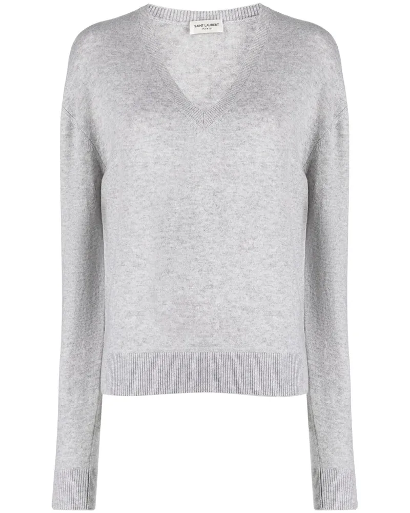 Saint Laurent Kaschmirpullover mit V-Ausschnitt - Grau Grau
