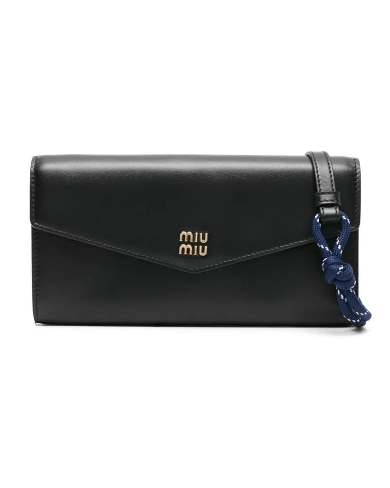 Miu Miu Clutch mit Logo-Schild Schwarz