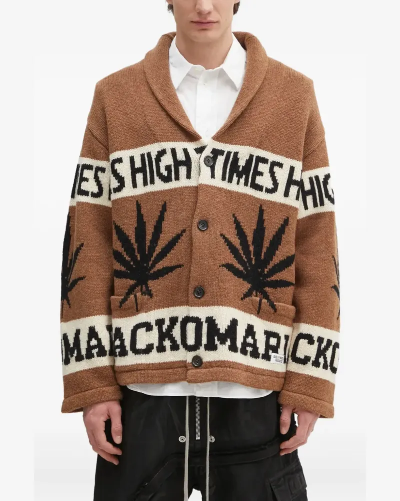 Wacko Maria Gestrickter Intarsien-Cardigan - Braun Braun