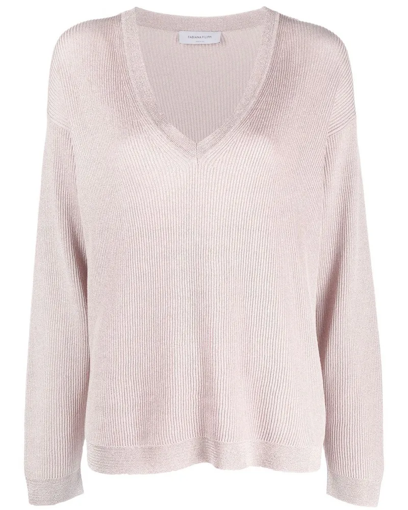Fabiana Filippi V-Ausschnitt-Pullover mit Glitter-Detail - Rosa Rosa