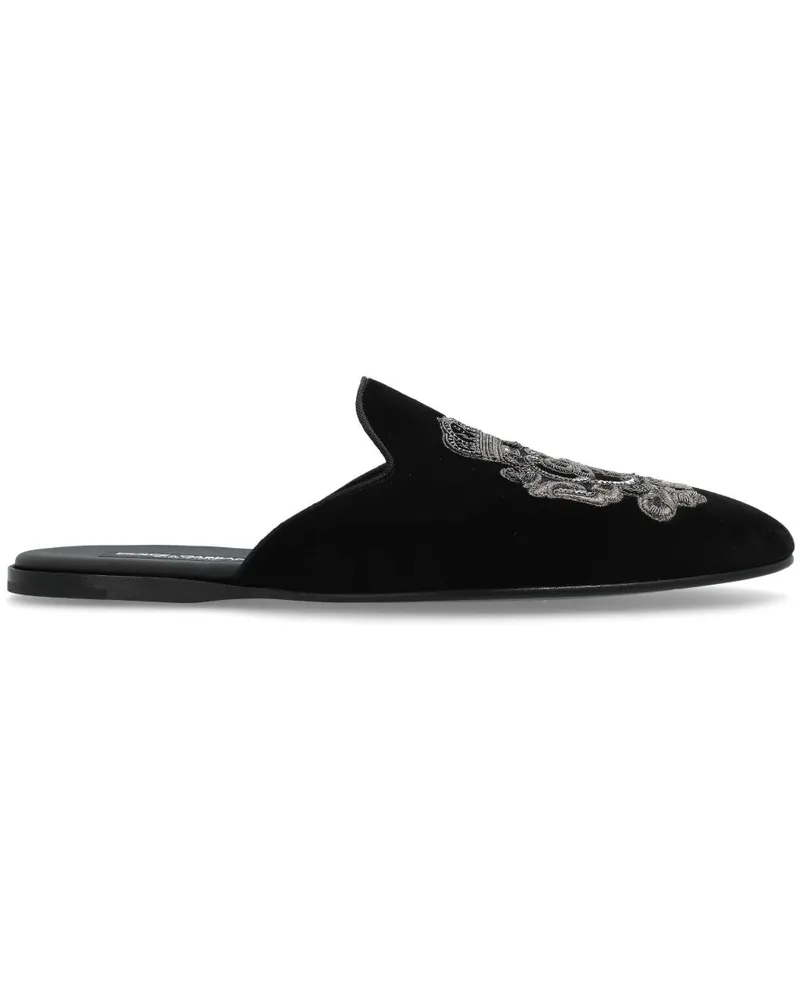 Dolce & Gabbana Slipper mit Logo-Stickerei - Schwarz Schwarz
