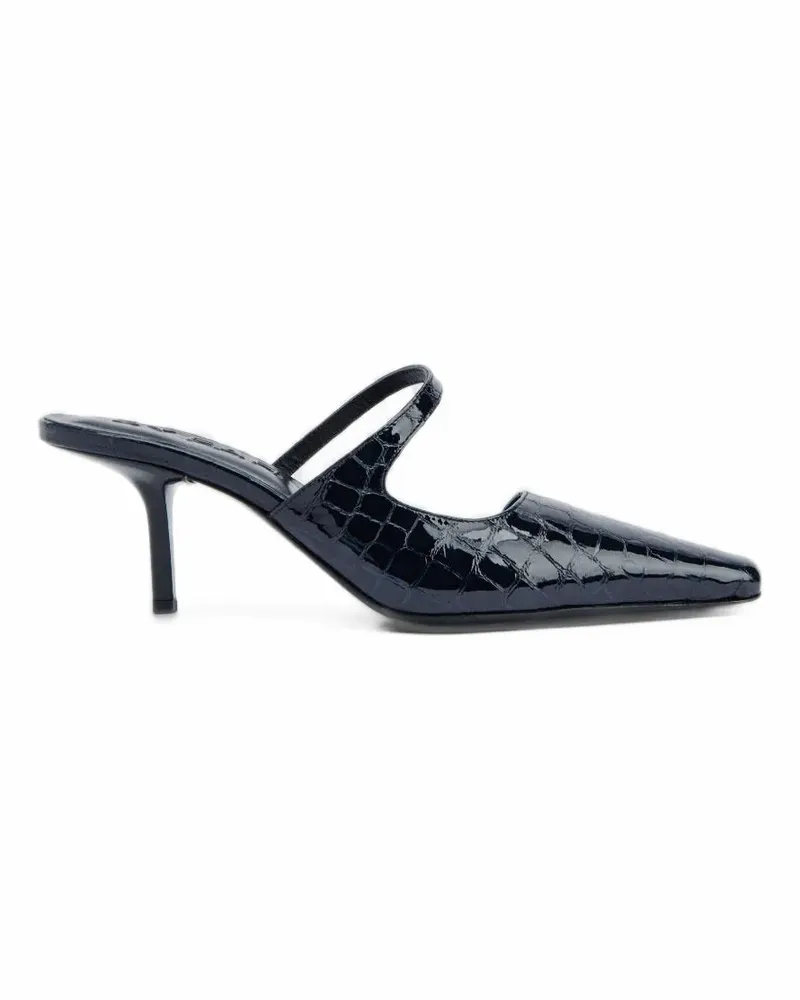 by FAR Serena crocodile-embossed leather mules - Blau Blau